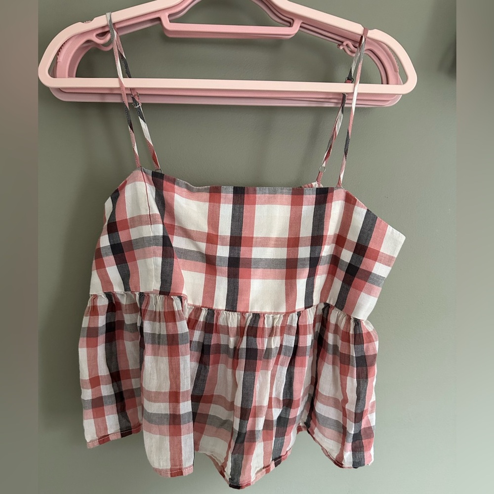 Lucky Brand Plaid Babydoll Top